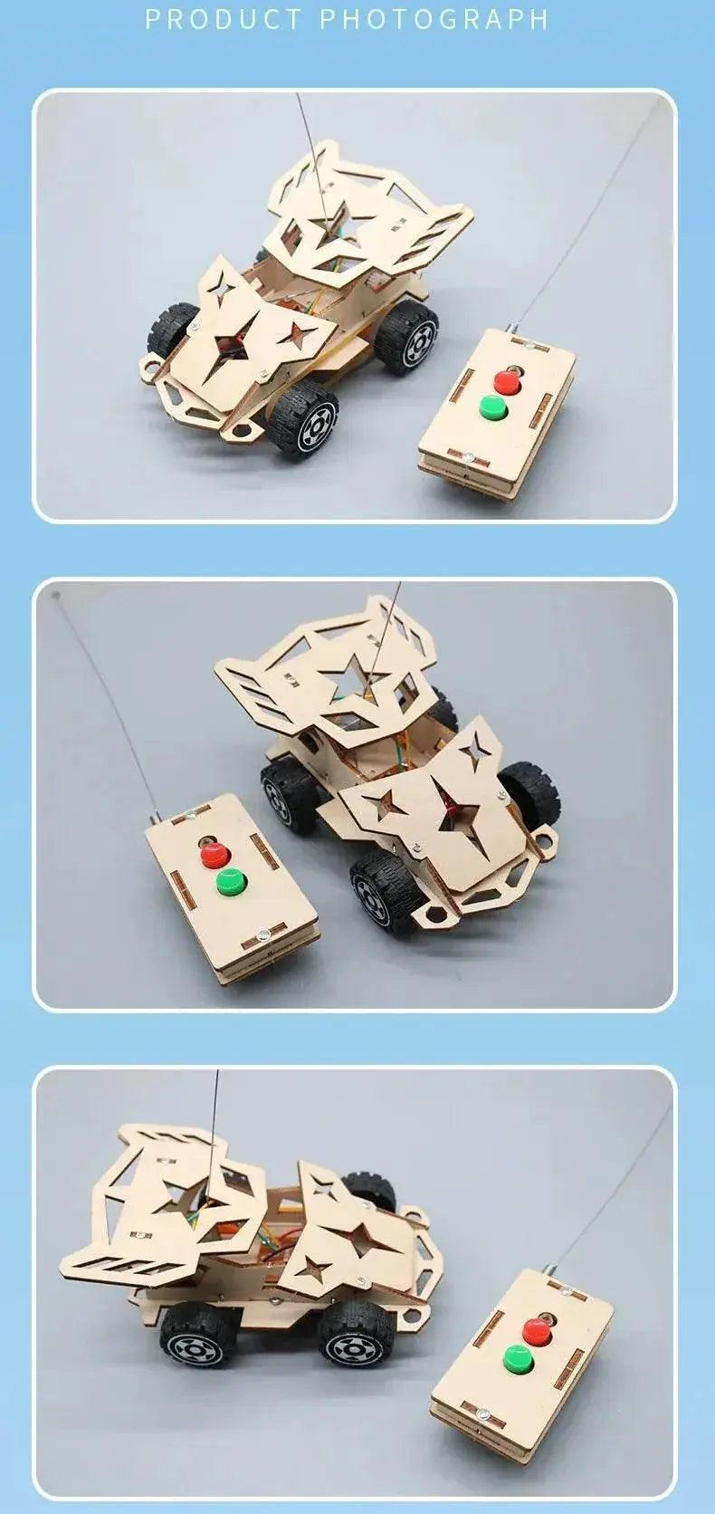  DIY Mini Solar Wireless Remote Control Car Toy Science Educational Toy Assembly RC Toys Wooden Car Vehicle Model For Kids -  ToylandEU™