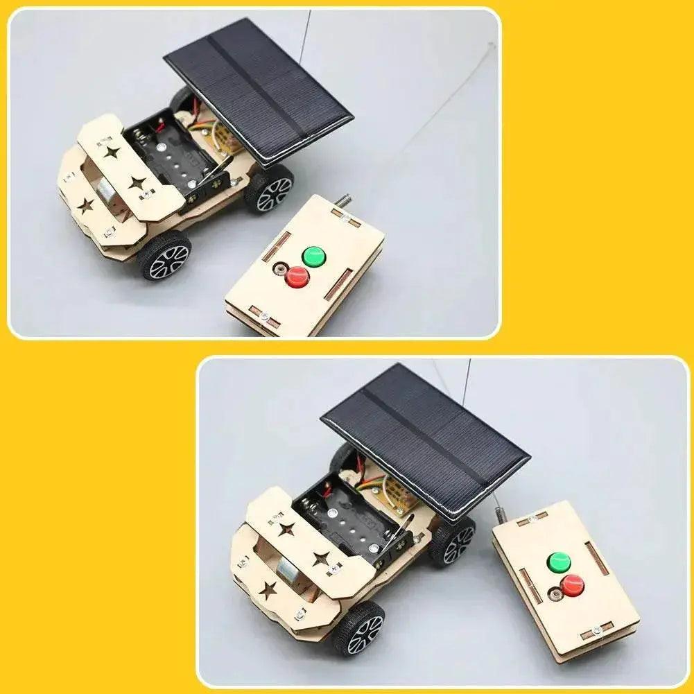  DIY Mini Solar Wireless Remote Control Car Toy Science Educational Toy Assembly RC Toys Wooden Car Vehicle Model For Kids -  ToylandEU™
