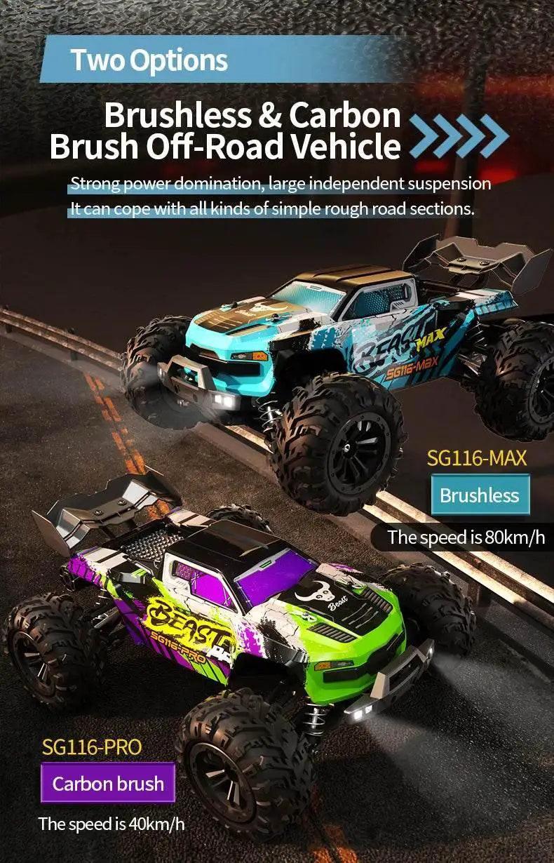  RC SG116 MAX 1:16 High-Speed 4WD RC Drift Racing Monster Truck - 70KM/H Off-Road Remote Control Car for Kids -  ToylandEU™