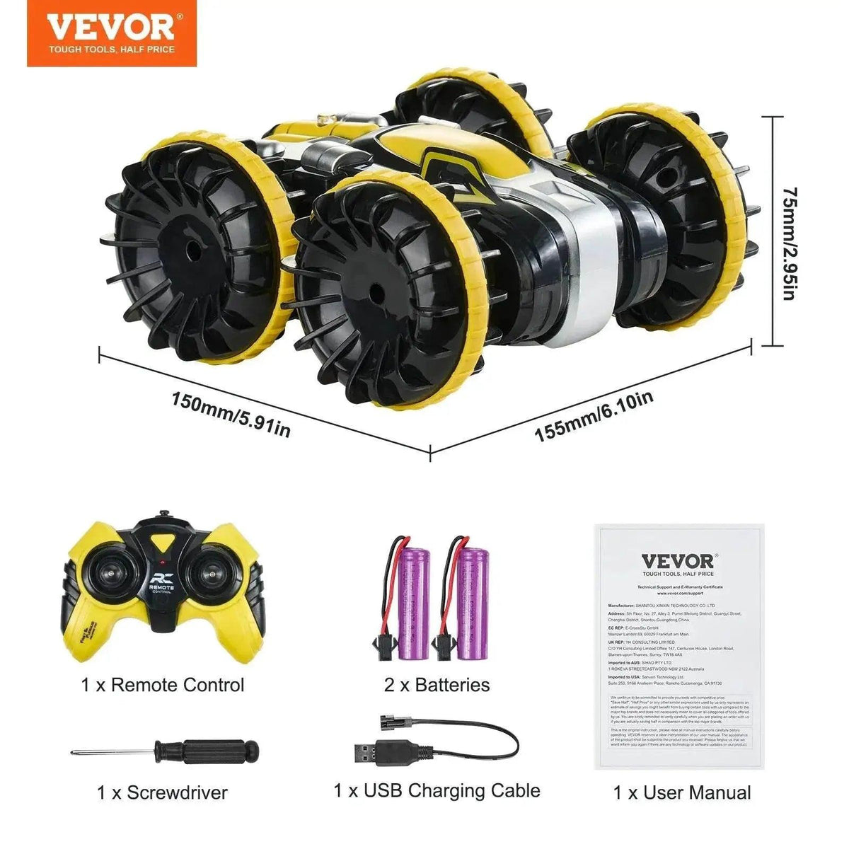  RC VEVOR High-Speed Amphibious Remote Control Car Boat - 2.4GHz Water Racing Toy for Kids, 12 km/h, Perfect for Birthdays -  ToylandEU™