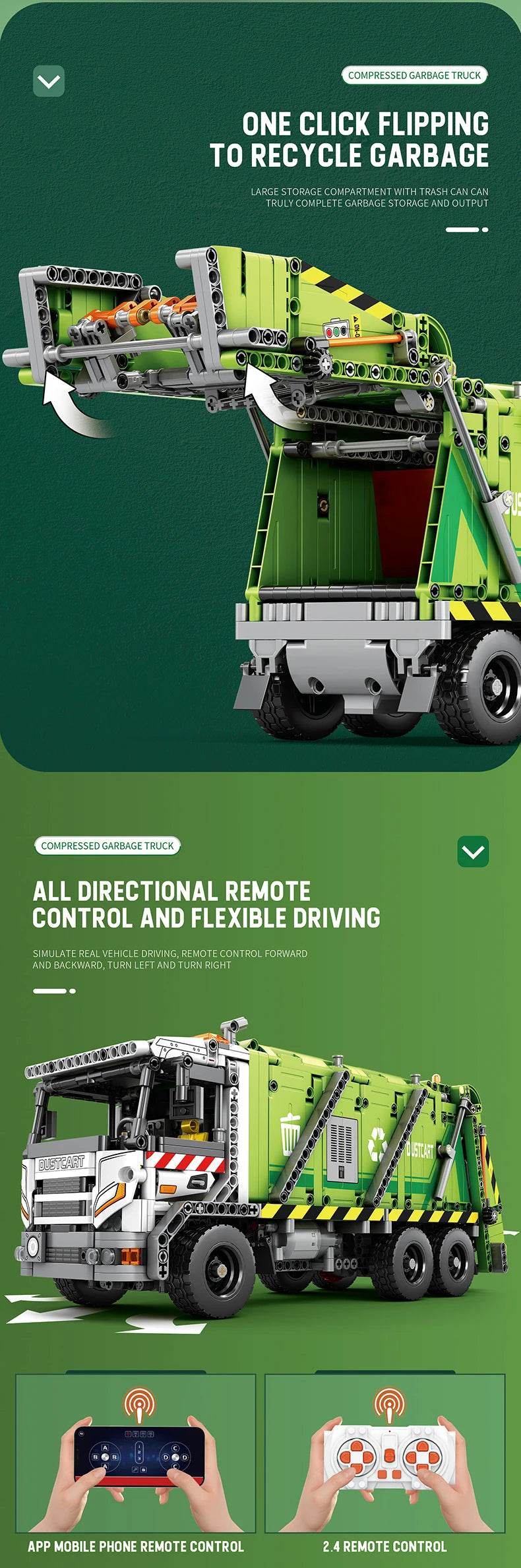 Remote Control Compressed Garbage Truck Building Blocks Kids Toys - ToylandEU