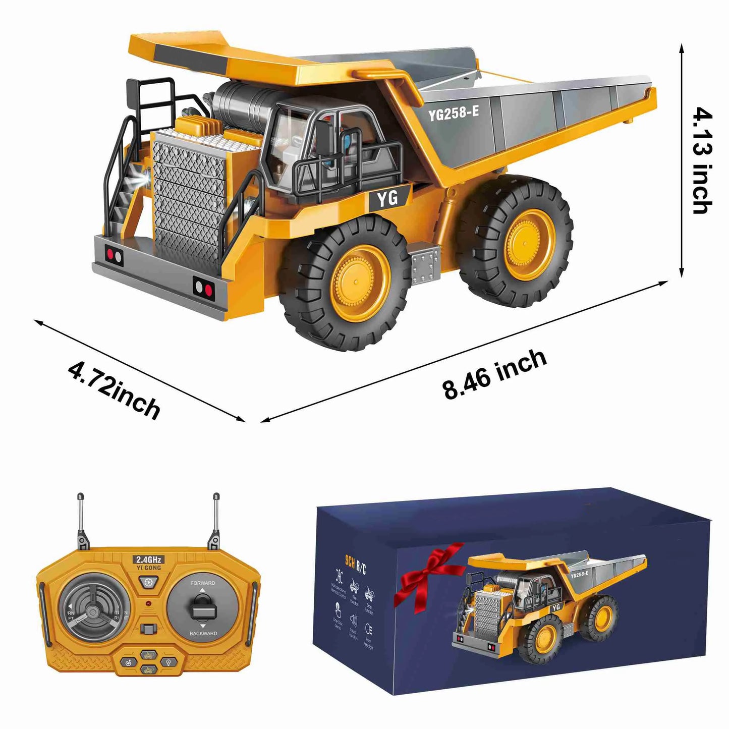 Remote Control Dump Truck Toy With Light And Sound - ToylandEU