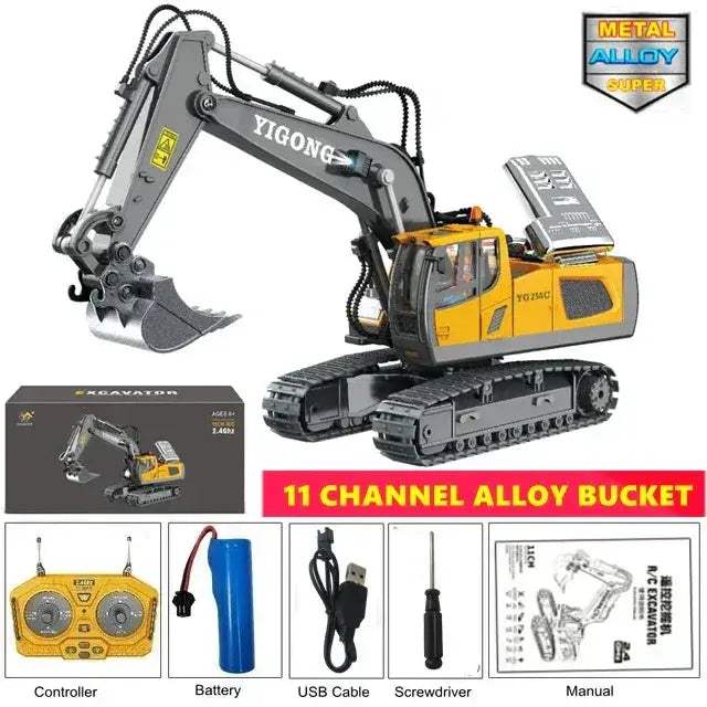 Remote Control Excavator 4WD RC Construction Vehicle Long Battery Life - ToylandEU