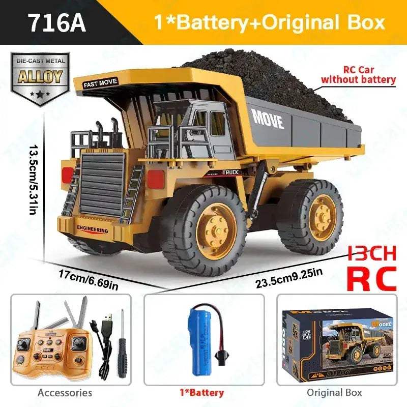 Remote Control Excavator Toy With Alloy Construction For Kids - ToylandEU