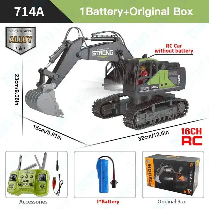 Remote Control Excavator Toy With Alloy Construction For Kids - ToylandEU