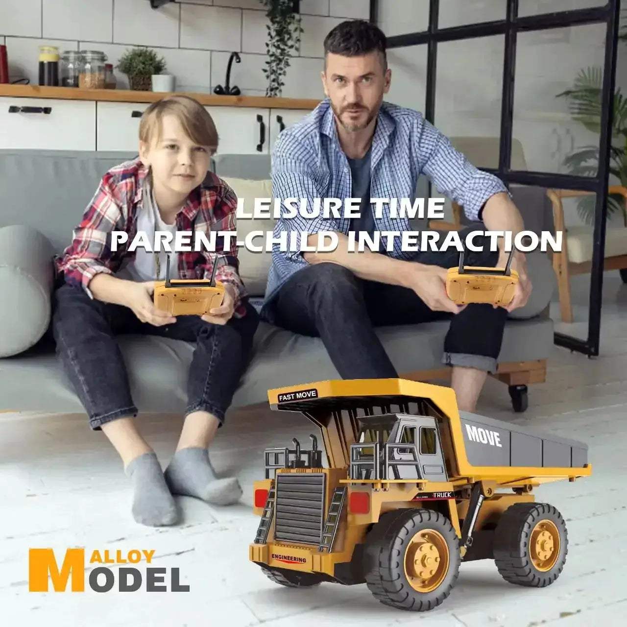 Remote Control Excavator and Dump Truck RC Toy Alloy Construction - ToylandEU