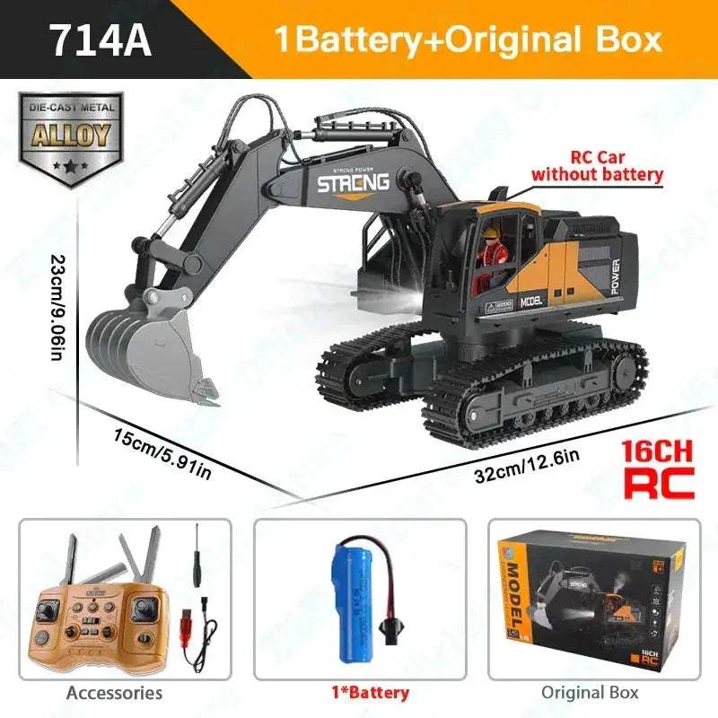 Remote Control Excavator and Dump Truck RC Toy Alloy Construction - ToylandEU