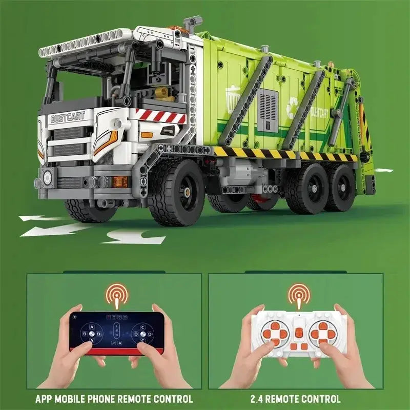 Remote Control Garbage Truck Building Blocks Set For STEM Play - ToylandEU