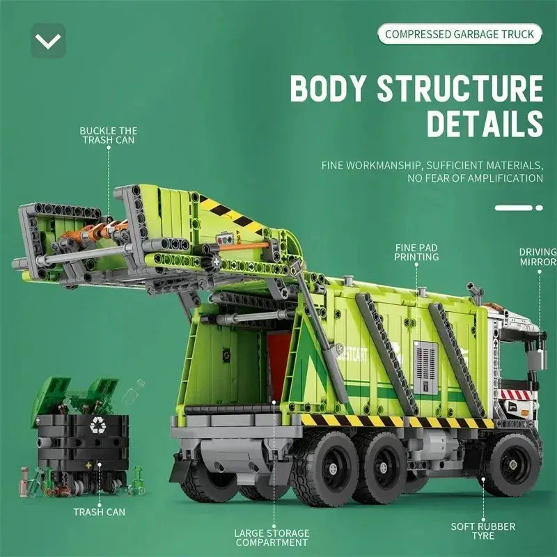 Remote Control Garbage Truck Building Blocks Set For STEM Play - ToylandEU