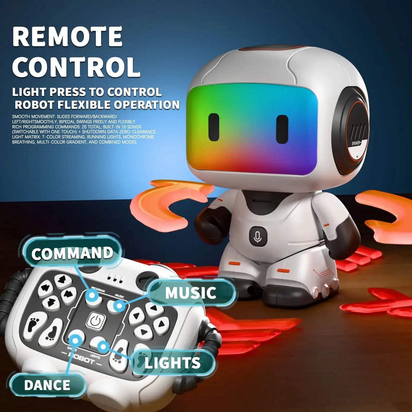 Remote Control Interactive Robot Toy With Music And Lights - ToylandEU