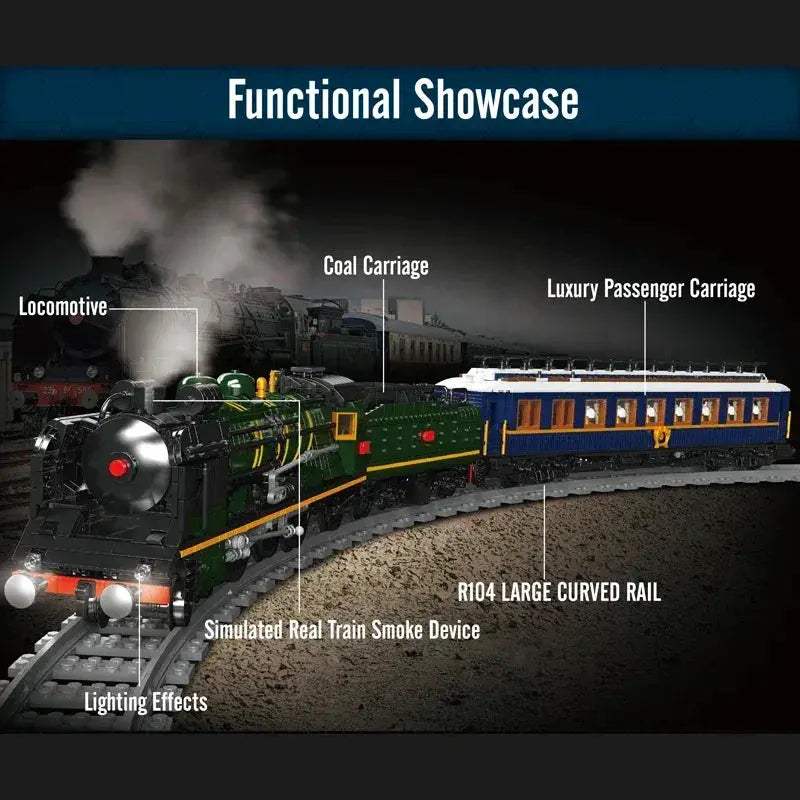 Remote Control Orient Express Train Set with LEGO Compatible Blocks - ToylandEU