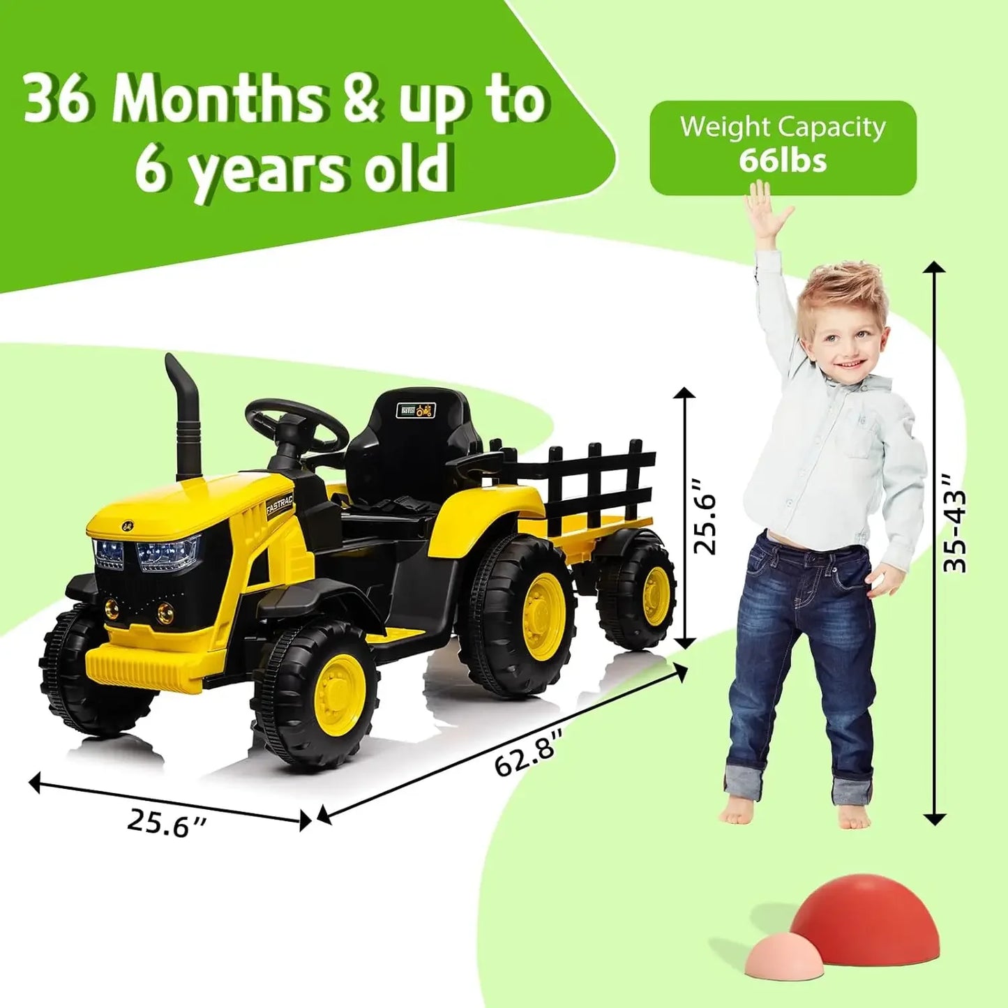 Remote Control Ride On Tractor For Kids Bluetooth Music - ToylandEU