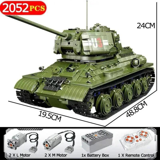  Remote Control T34 Tank Building Blocks 2052 Piece Set -  ToylandEU™