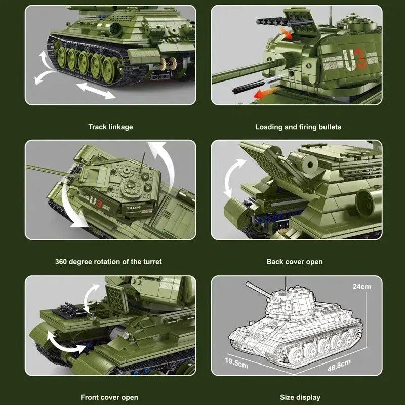  Remote Control T34 Tank Building Blocks 2052 Piece Set -  ToylandEU™