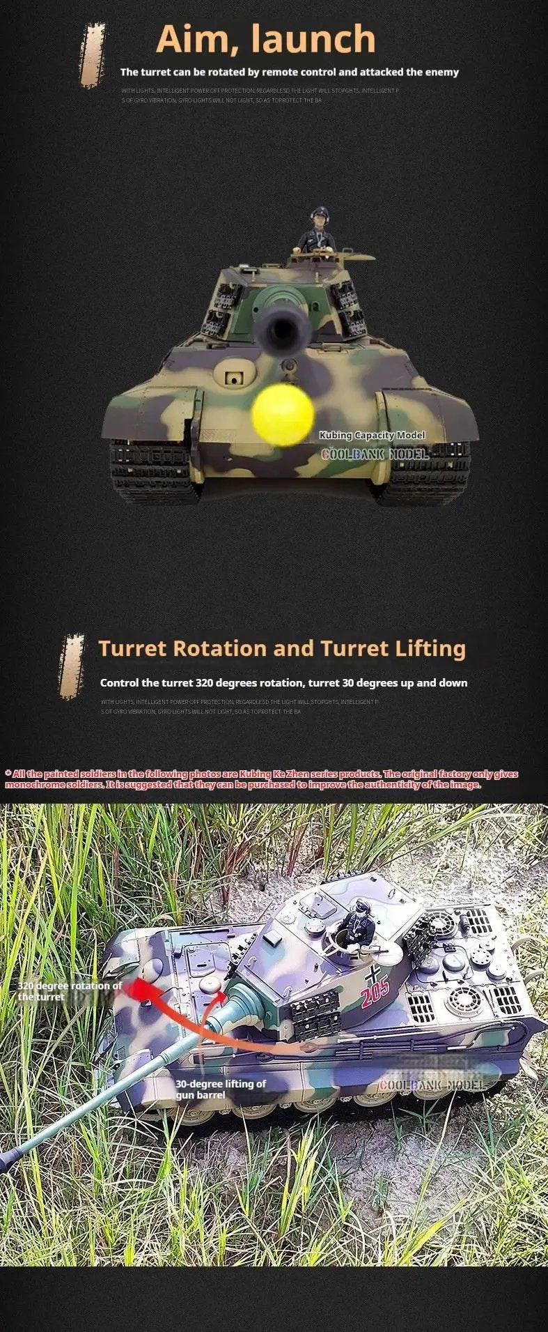  RC German Heavy Remote Control Tank Model - Tiger King Henschel 2.4G Multifunctional Toy -  ToylandEU™
