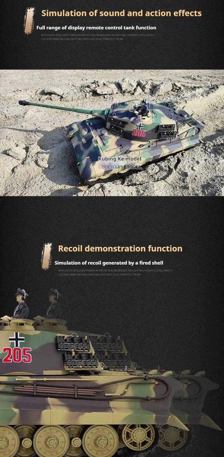 RC German Heavy Remote Control Tank Model - Tiger King Henschel 2.4G Multifunctional Toy -  ToylandEU™