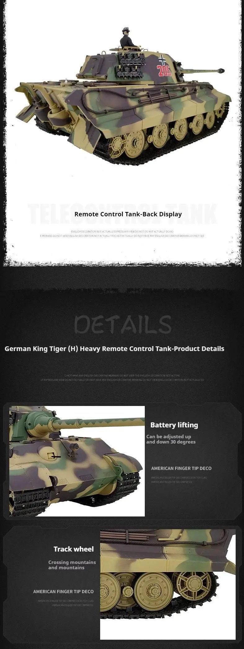  RC German Heavy Remote Control Tank Model - Tiger King Henschel 2.4G Multifunctional Toy -  ToylandEU™
