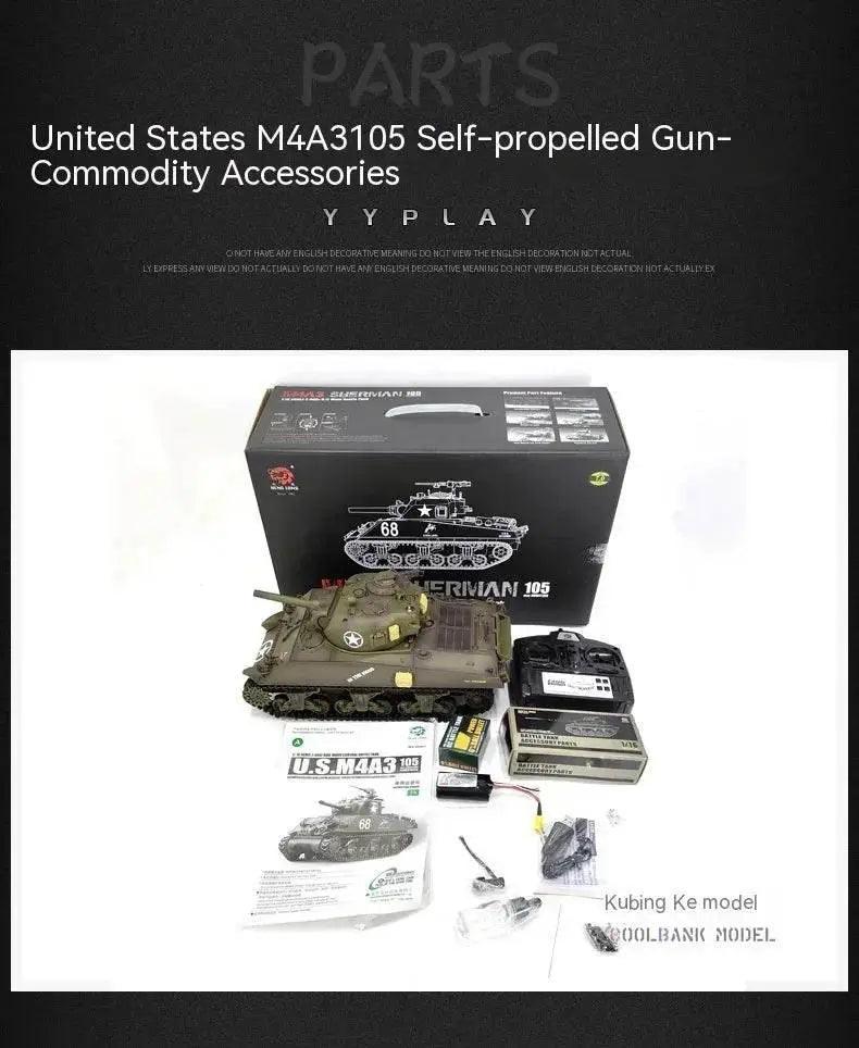  RC 1:16 Scale M4A3 Sherman Electric Remote Control Tank with Telescopic Gun Tube - Military Model Toy -  ToylandEU™