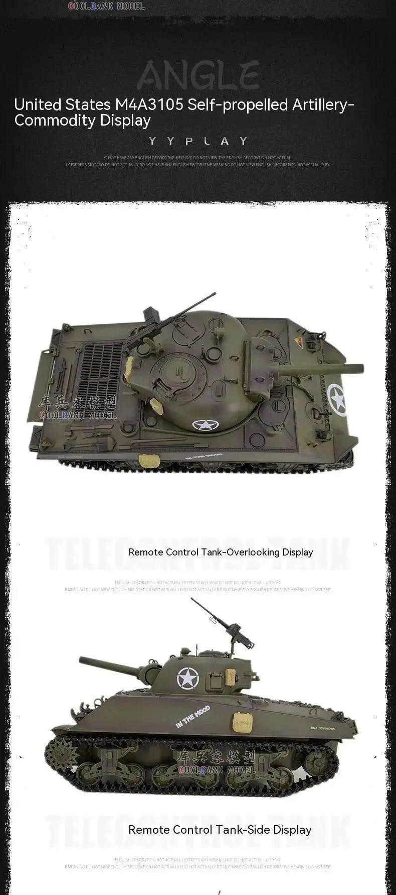 RC 1:16 Scale M4A3 Sherman Electric Remote Control Tank with Telescopic Gun Tube - Military Model Toy -  ToylandEU™