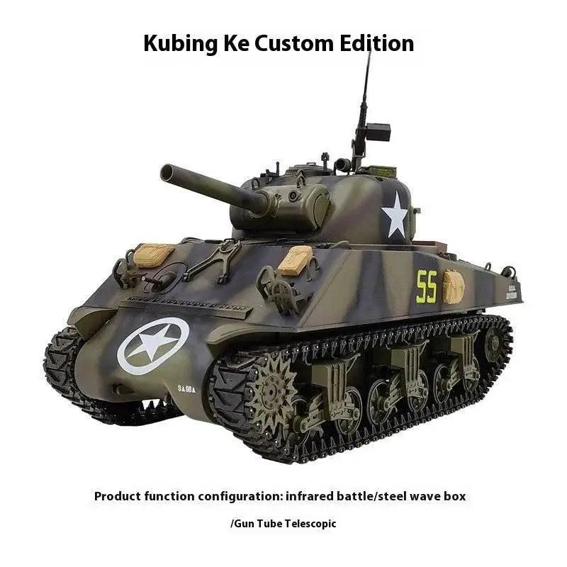  RC 1:16 Scale M4A3 Sherman Electric Remote Control Tank with Telescopic Gun Tube - Military Model Toy -  ToylandEU™