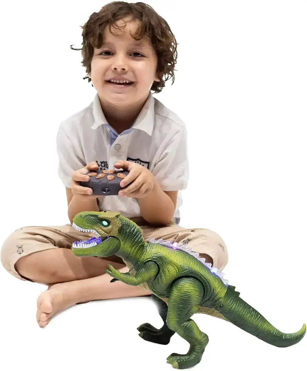 Remote Control Walking T Rex Dinosaur Robot Toy With Lights - ToylandEU
