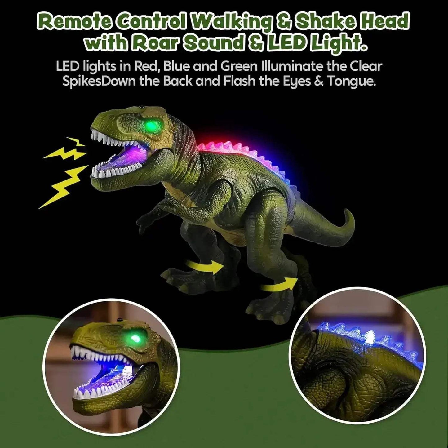 Remote Control Walking T Rex Dinosaur Robot Toy With Lights - ToylandEU