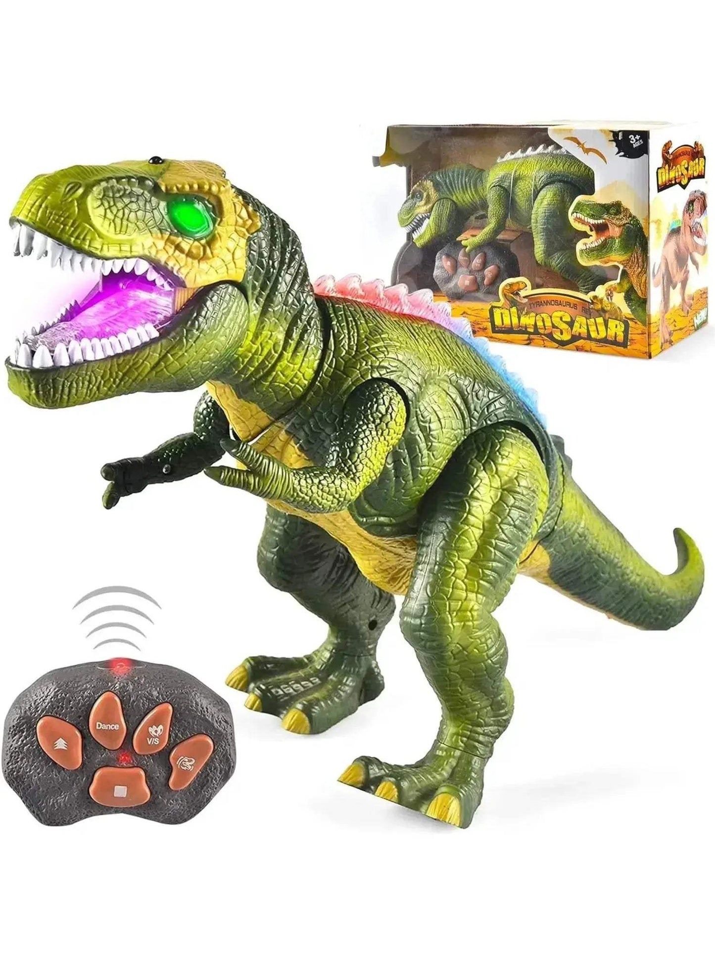 Remote Control Walking T Rex Dinosaur Robot Toy With Lights - ToylandEU
