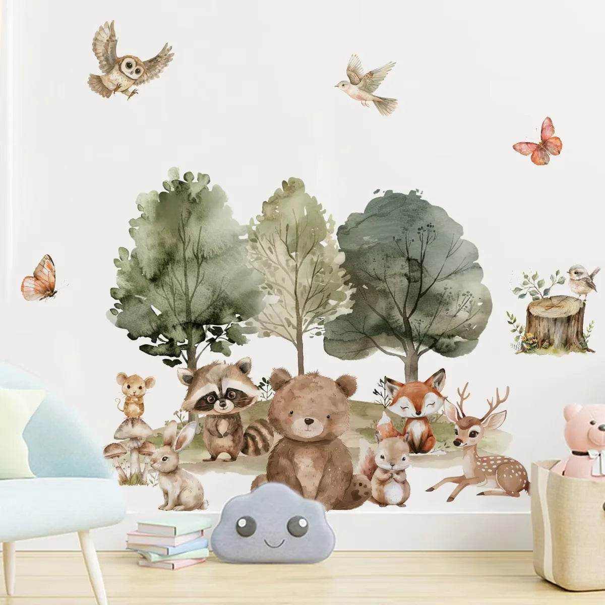 Removable Wall Stickers 3D Woodland Animals Kids Room Decor - ToylandEU