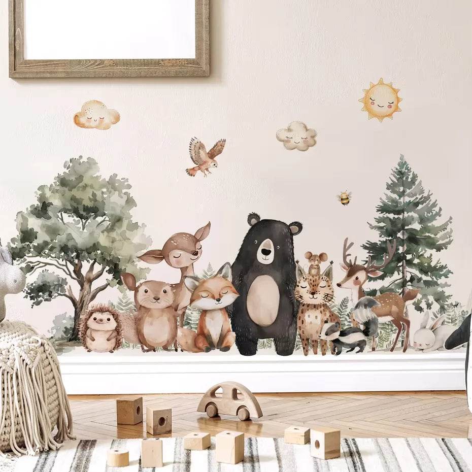 Removable Wall Stickers 3D Woodland Animals Kids Room Decor - ToylandEU