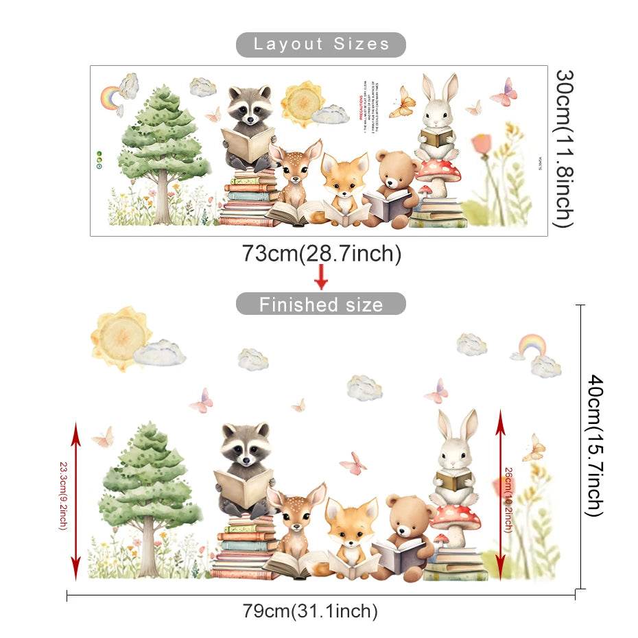 Removable Wall Stickers 3D Woodland Animals Kids Room Decor - ToylandEU