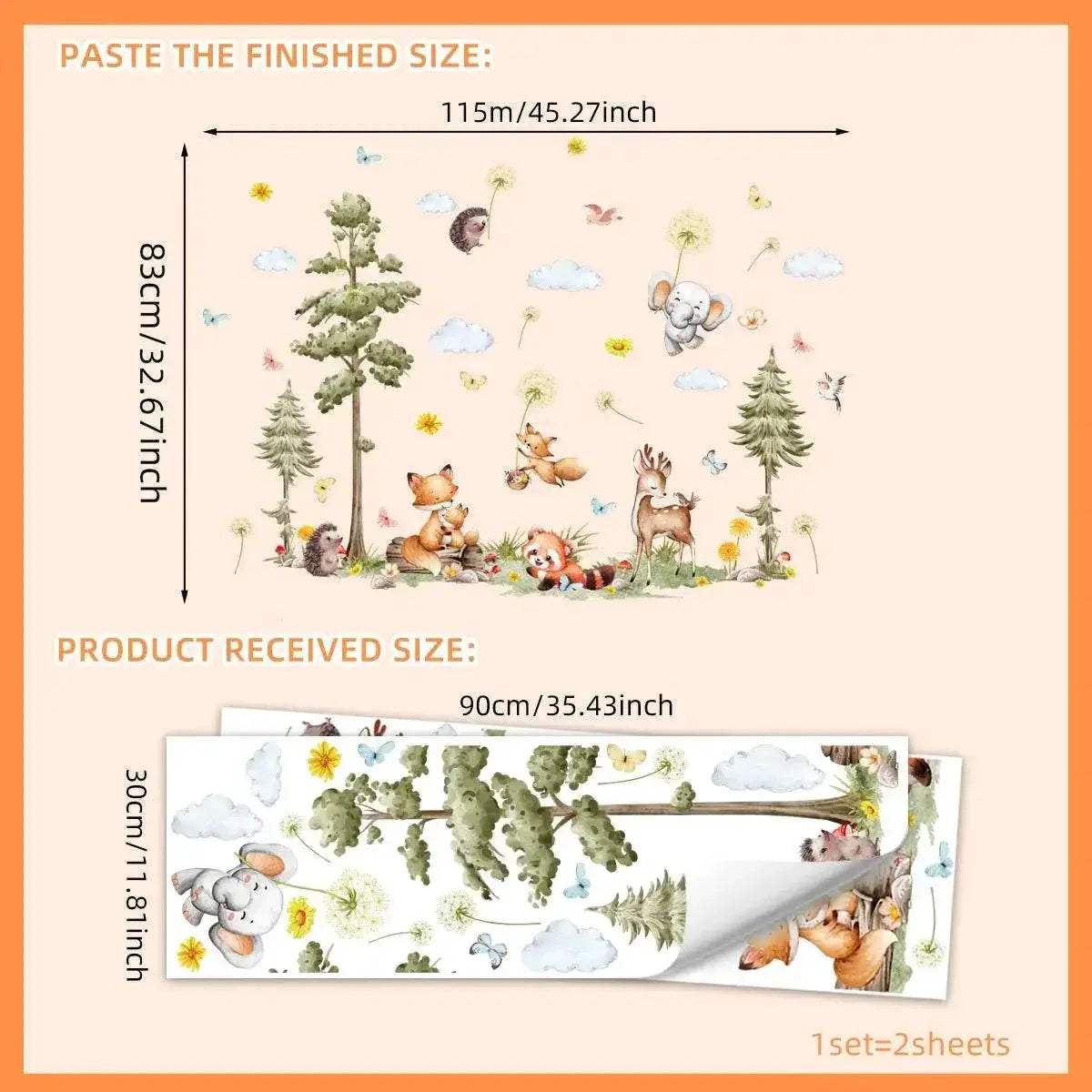  Removable Wall Stickers Forest Animals Toyland EU -  ToylandEU™
