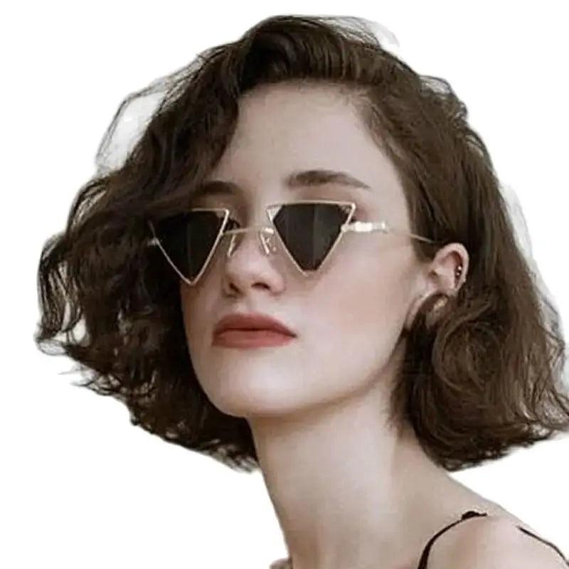  Retro Alloy Triangle Sunglasses Gradient Lenses Trendy -  ToylandEU™