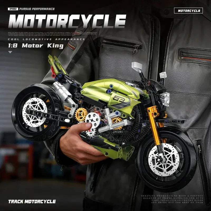 Retro Cafe Racer Motorcycle Building Blocks Set For All Ages - ToylandEU