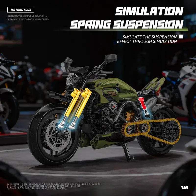 Retro Cafe Racer Motorcycle Building Blocks Set For All Ages - ToylandEU