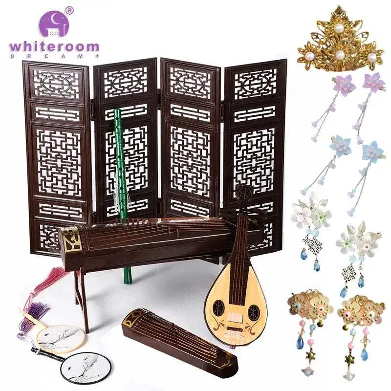 Retro Chinese Style BJD Doll Accessories With Guzheng Props - ToylandEU