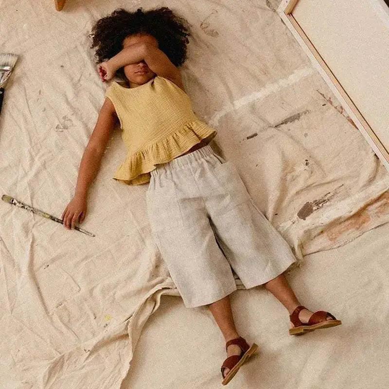  Retro Girls Cotton And Linen Ankle-Length Pants TZ157 -  ToylandEU™