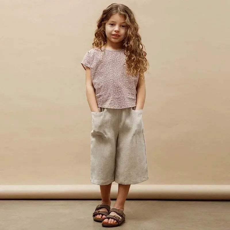 Retro Girls Cotton And Linen Ankle-Length Pants TZ157 - ToylandEU