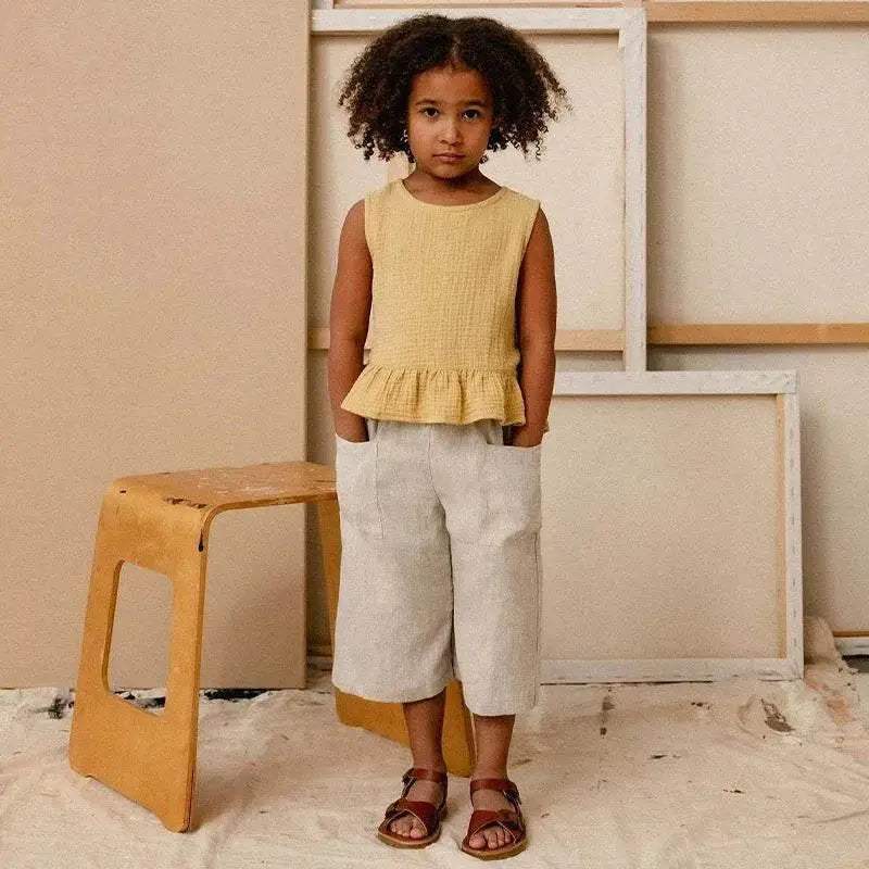 Retro Girls Cotton And Linen Ankle-Length Pants TZ157 - ToylandEU