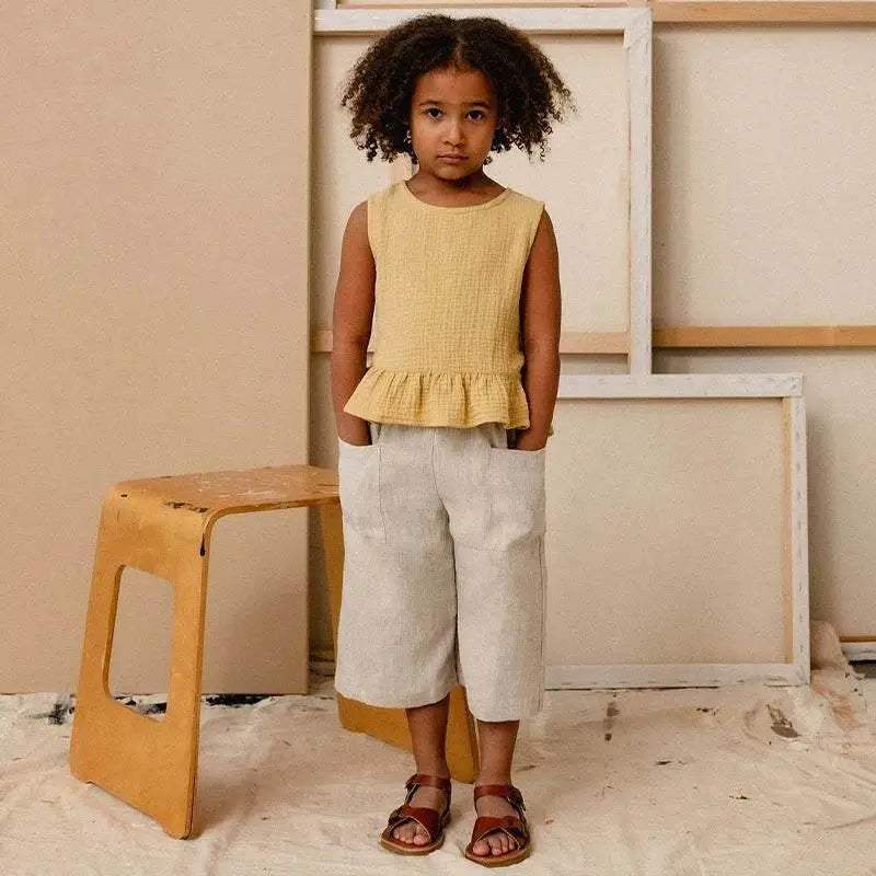 Retro Girls Cotton And Linen Ankle-Length Pants TZ157 - ToylandEU