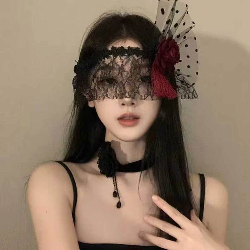 Retro Half Face Mask Lace Gothic Flower Delicate For Women - ToylandEU