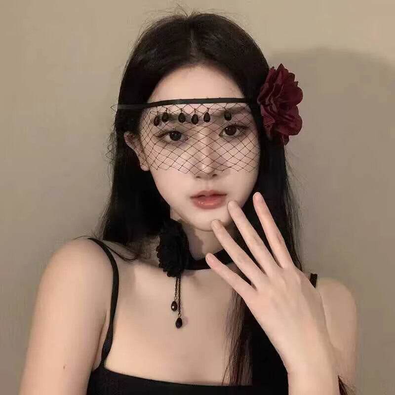 Retro Half Face Mask Lace Gothic Flower Delicate For Women - ToylandEU
