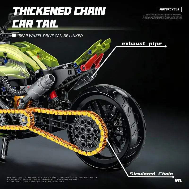 Retro Motorcycle Building Bricks Lego Compatible For Enthusiasts - ToylandEU