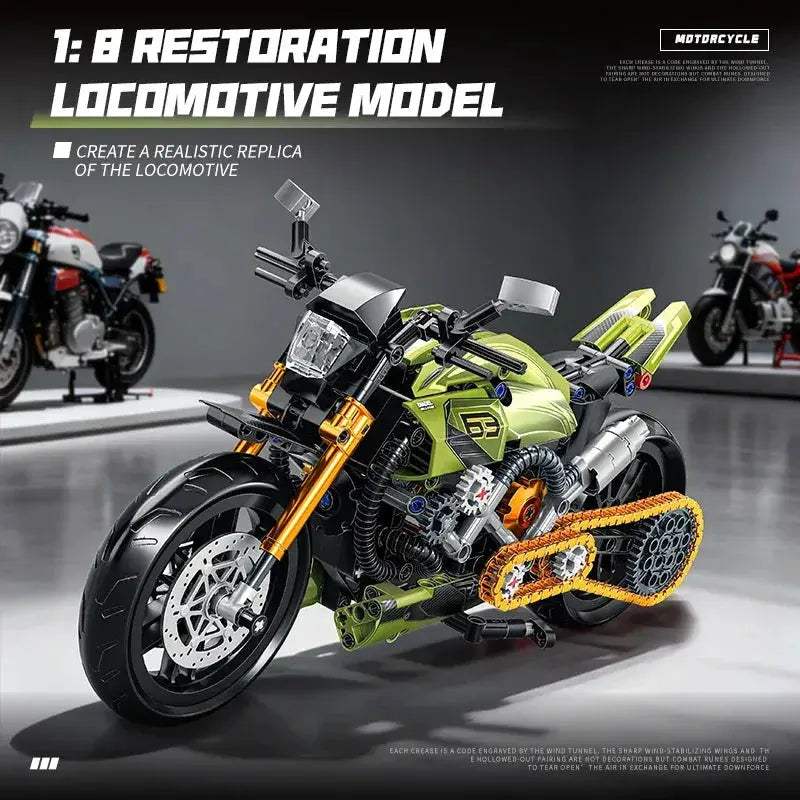 Retro Motorcycle Building Bricks Lego Compatible For Enthusiasts - ToylandEU