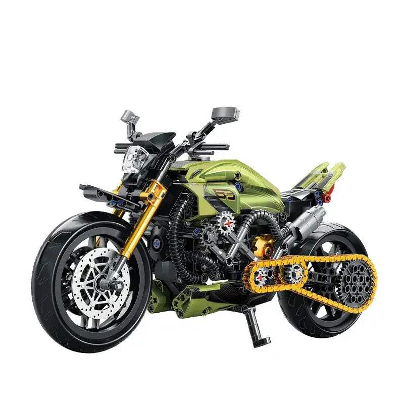 Retro Motorcycle Building Bricks Lego Compatible For Enthusiasts - ToylandEU