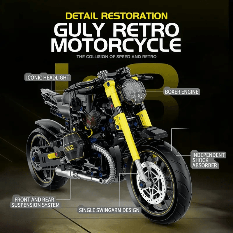  Retro Motorcycle Building Bricks Premium Realistic -  ToylandEU™