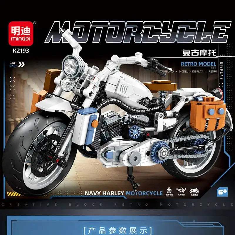 Retro Technical Race Car Motorcycle Moto City Building Blocks Racing Motobike Vehicles Bricks DIY Toy for Children Gifts - ToylandEU