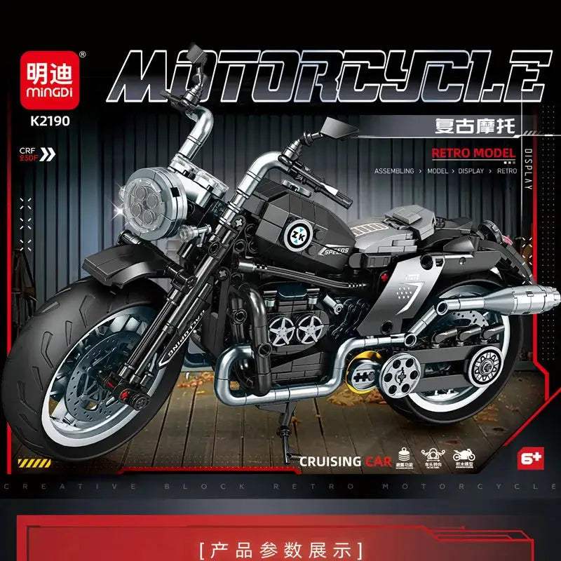 Retro Technical Race Car Motorcycle Moto City Building Blocks Racing Motobike Vehicles Bricks DIY Toy for Children Gifts - ToylandEU
