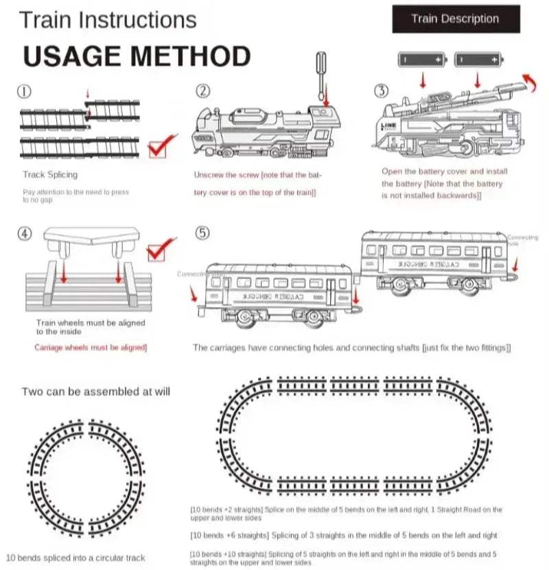 Retro Train Track Set With Lights For Kids Christmas Gift - ToylandEU