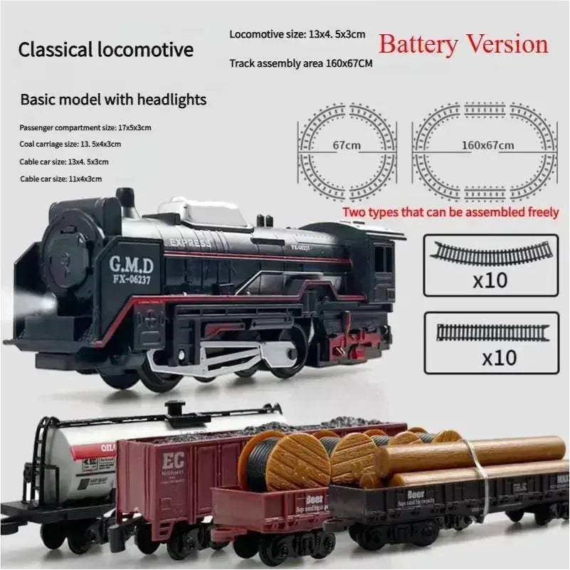 Retro Train Track Set With Lights For Kids Christmas Gift - ToylandEU