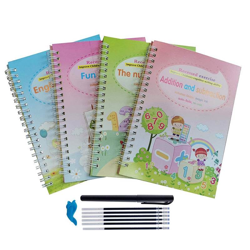 Reusable Magic Writing Kit for Kids: 4 Books, Pen & Stickers Fun! - ToylandEU